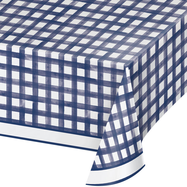 Creative Converting Dolly Parton Navy Gingham Paper Tablecloth, 3 Ct